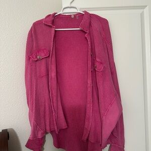 Free People Waffle Knit Rugby Shirt